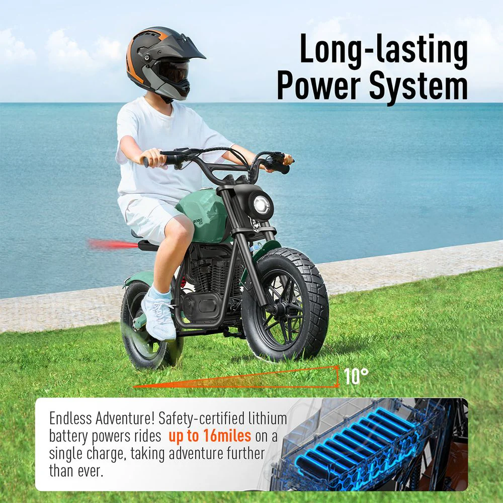 Hyper Gogo S9 Kids Motorcycle - Green - Image 3