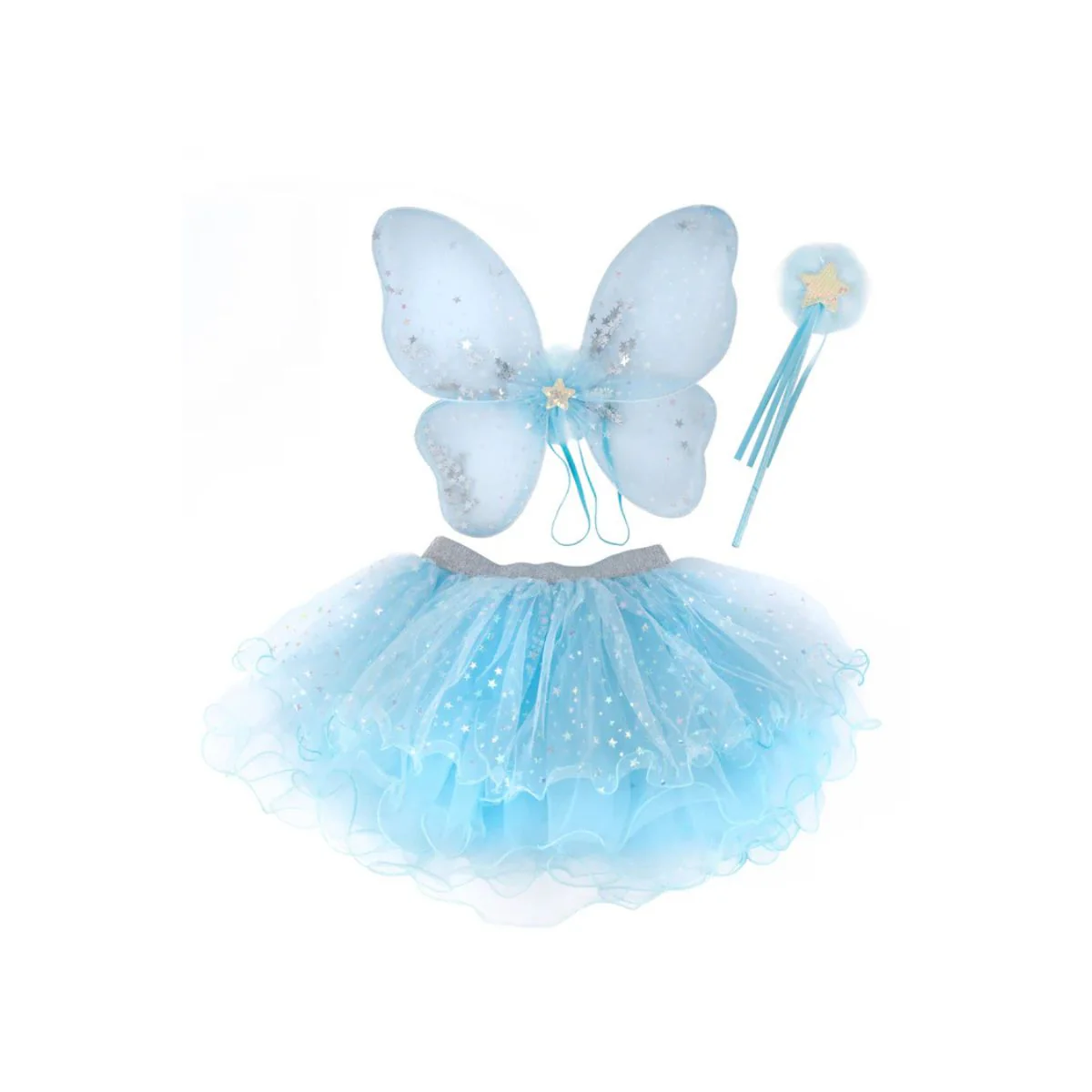 Iridescent Celestrial Fairy Wings, Tutu, Wand - Size 4-6 Years