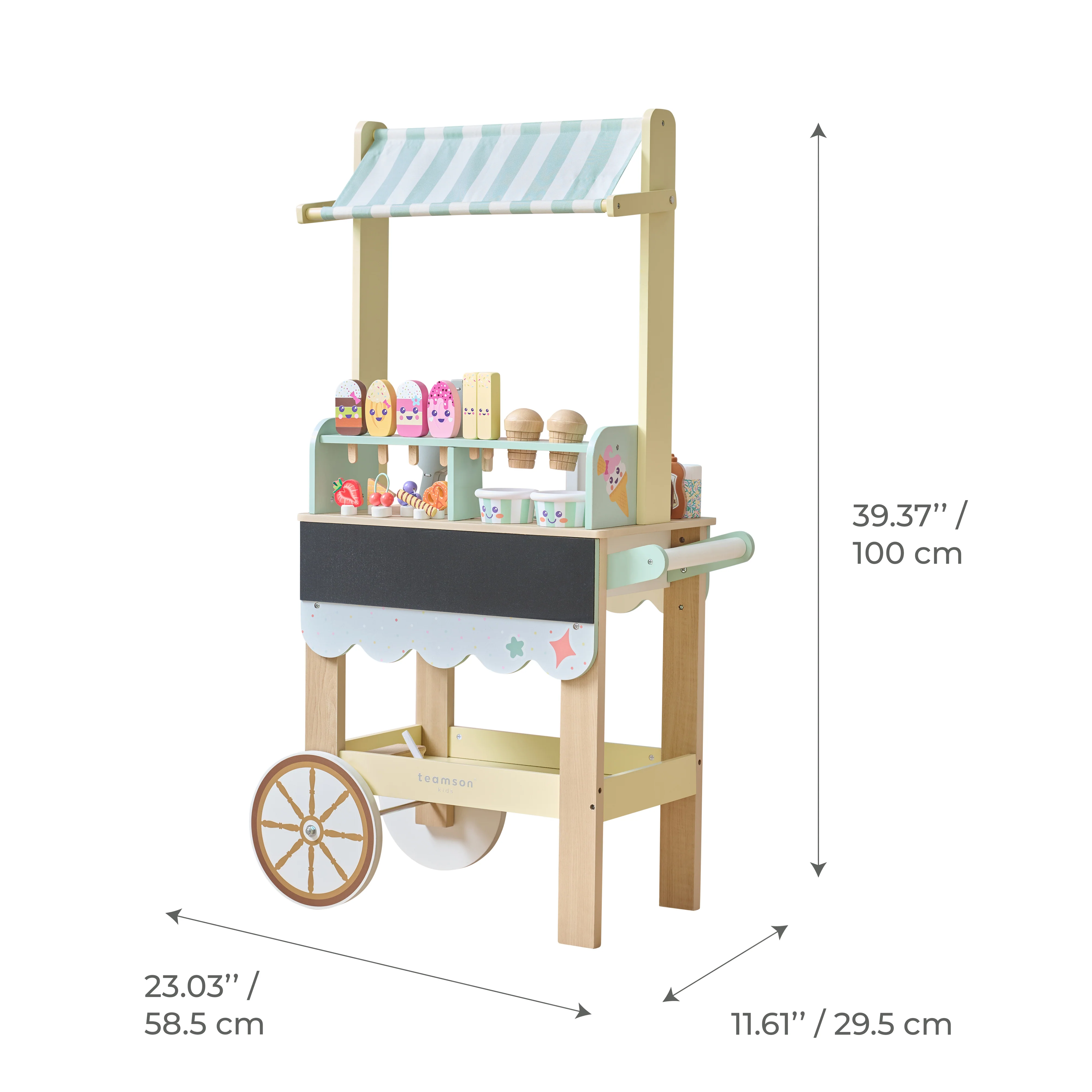 Jolly Pals Wood Ice Cream Stand with 33 Accessories and Chalkboard - Image 8