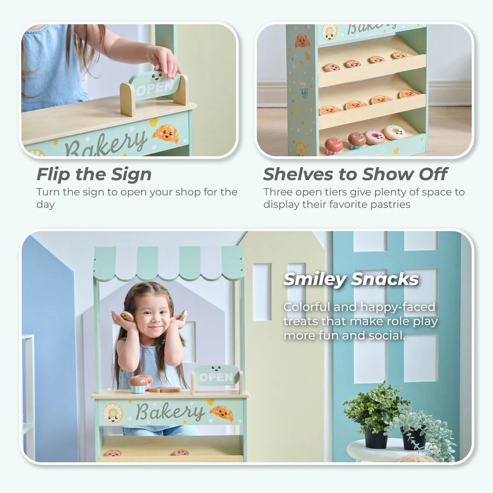 Jolly Pals Wooden Bakery Stand with 12 Pastry Pieces - Image 4