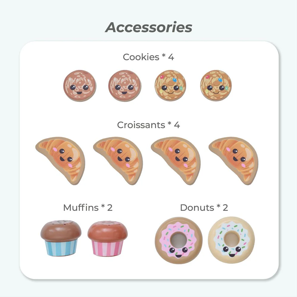 Jolly Pals Wooden Bakery Stand with 12 Pastry Pieces - Image 9