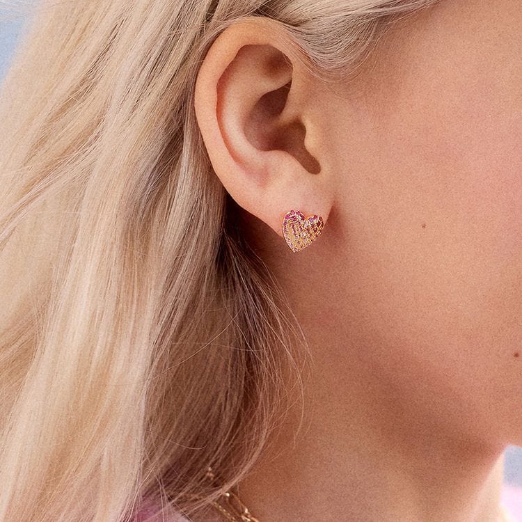Kids' Pave Hearts Earrings - Image 2