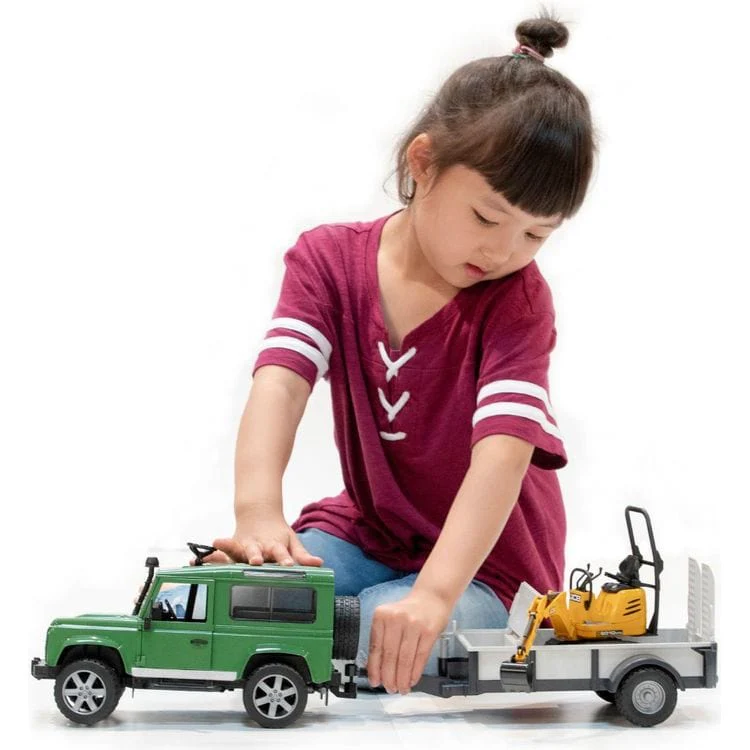 Land Rover with Trailer, Worker & JCB Excavator - Image 2