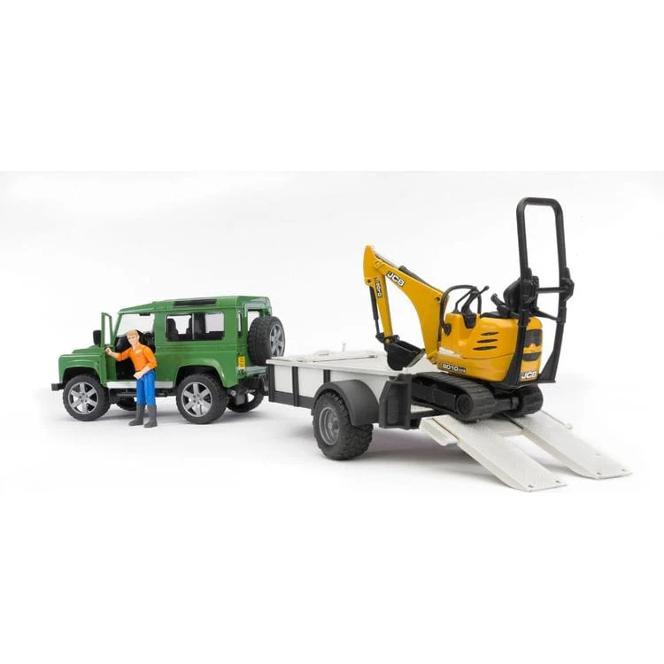 Land Rover with Trailer, Worker & JCB Excavator - Image 4