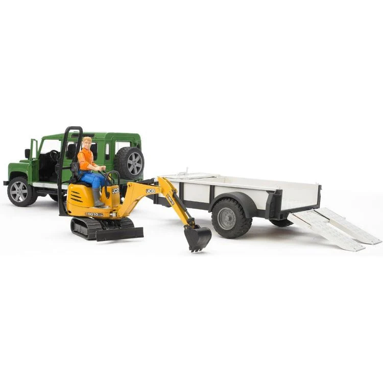 Land Rover with Trailer, Worker & JCB Excavator - Image 5