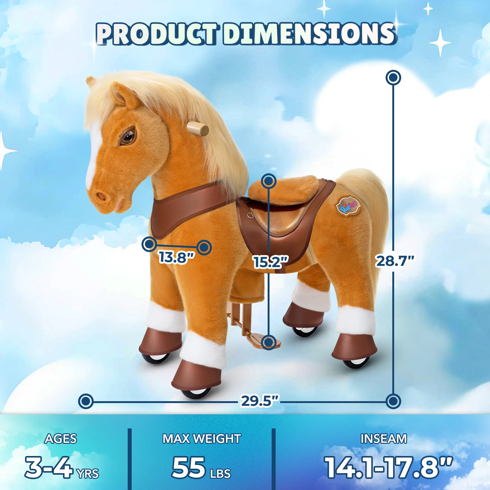 Light Brown Horse Model Y Ride on Toy - Age 3-4 Years - Image 6