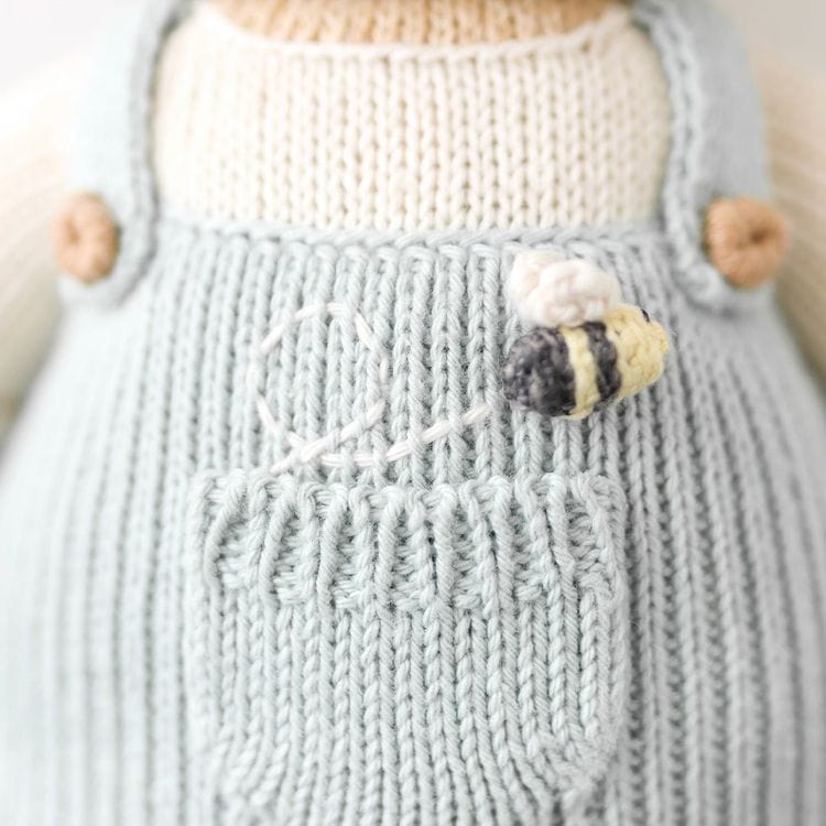 Little 13" Charlie the Honey Bear Hand-Knit Doll - Image 2