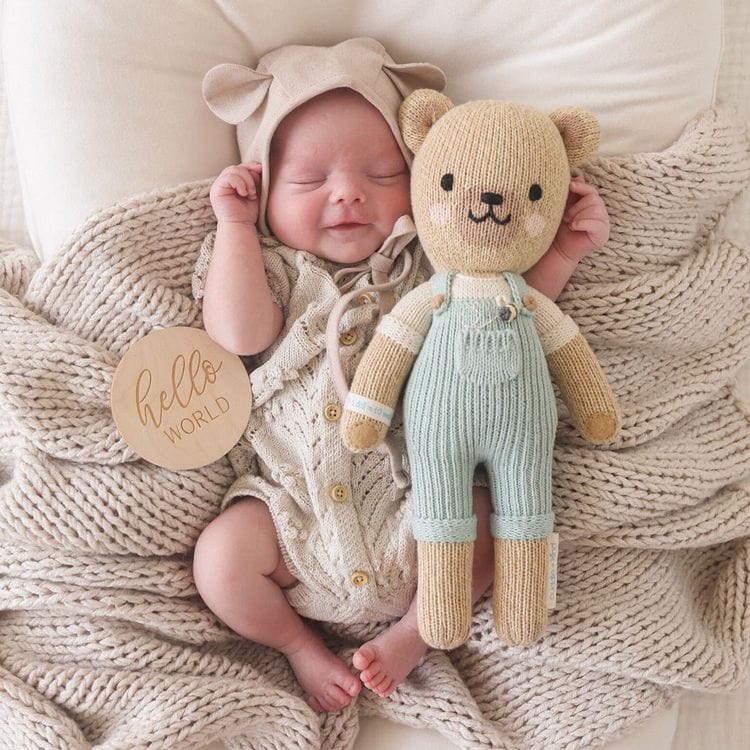 Little 13" Charlie the Honey Bear Hand-Knit Doll - Image 5