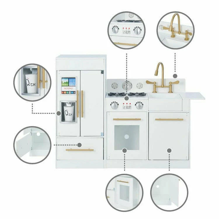 Teamson Kids Little Chef Charlotte Modern Modular Wooden Play Kitchen, White - Image 6