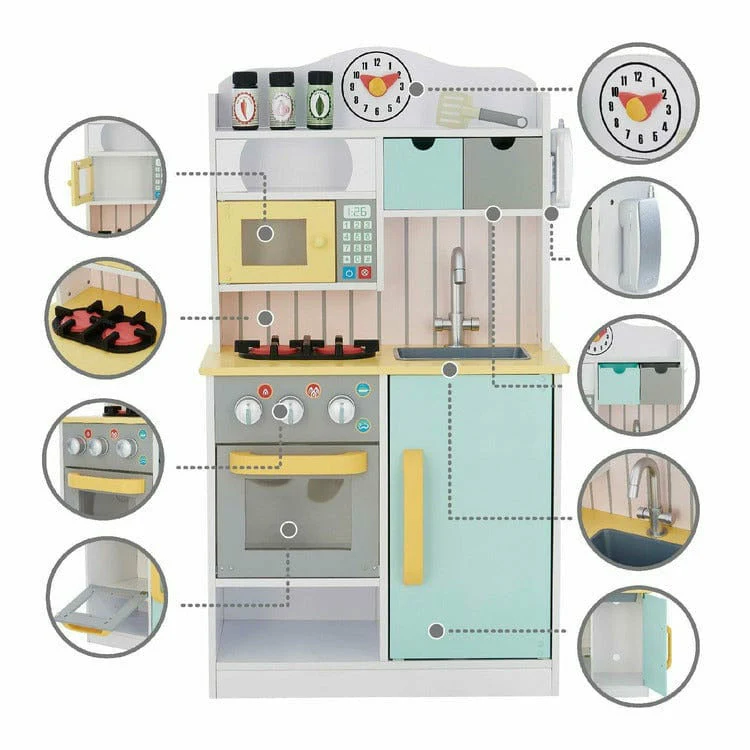 Little Chef Florence Classic Play Kitchen - White/Green & Yellow - Image 3