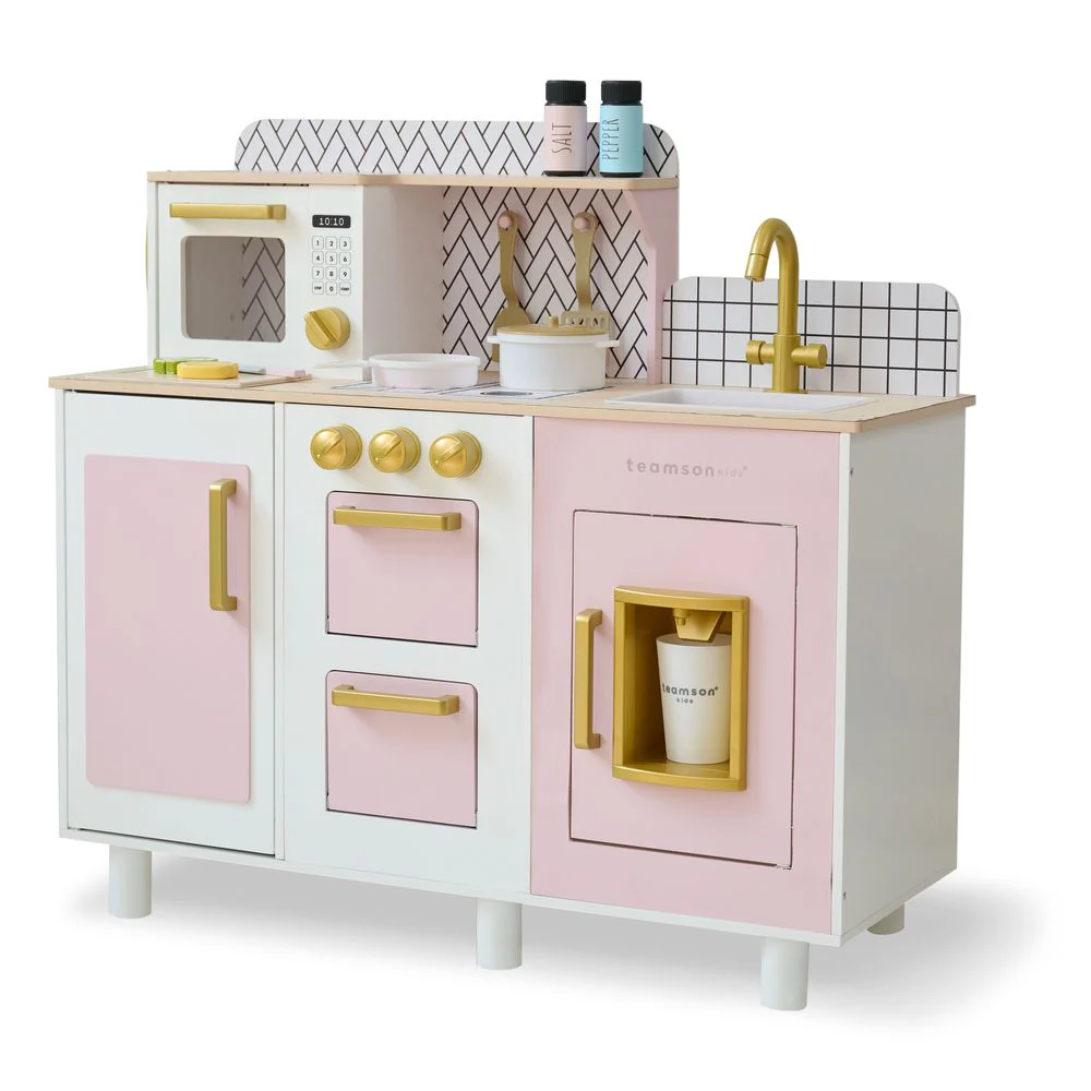 Little Chef Hampton Wooden Play Kitchen with Ice Dispenser & Sink - Pink
