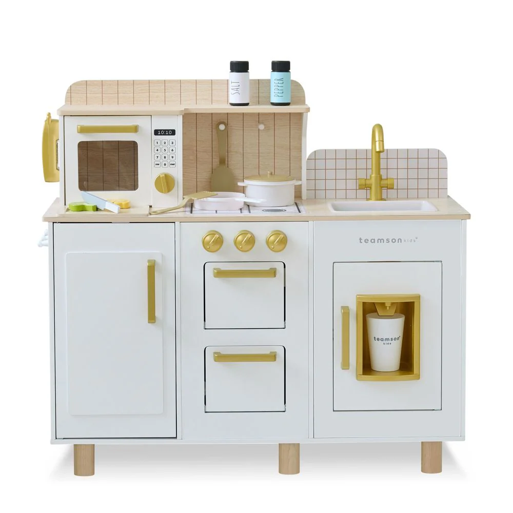 Little Chef Hampton Wooden Play Kitchen with Ice Dispenser & Sink - White