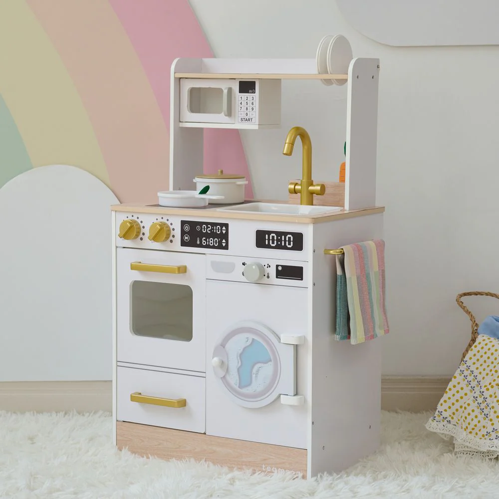 Little Chef Lake Tahoe Wooden Play Kitchen Washer & Mini Garden - White - Image 5