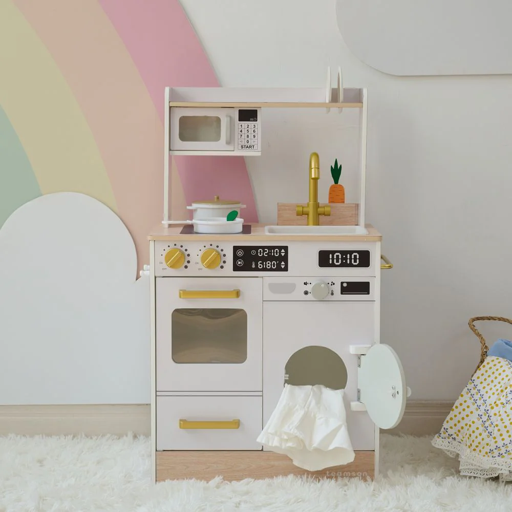 Little Chef Lake Tahoe Wooden Play Kitchen Washer & Mini Garden - White - Image 6
