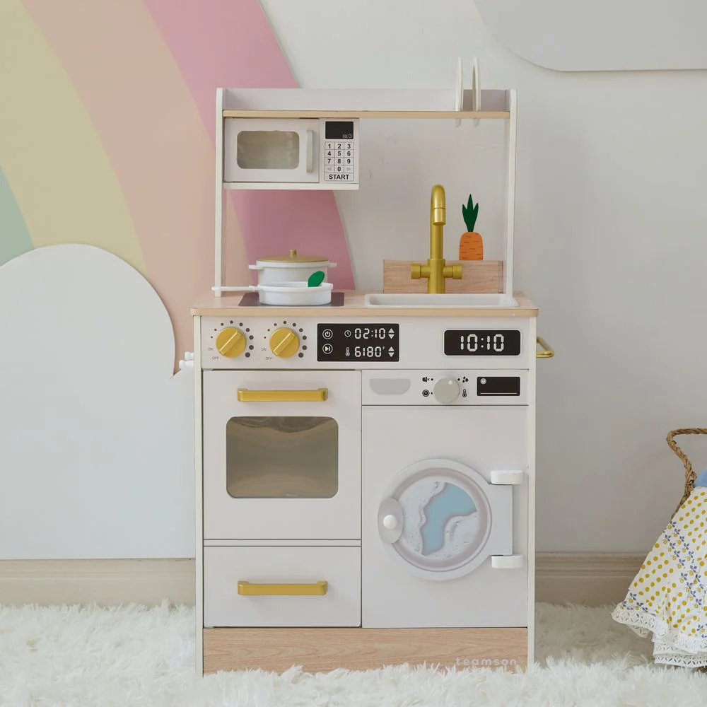 Little Chef Lake Tahoe Wooden Play Kitchen Washer & Mini Garden - White - Image 8