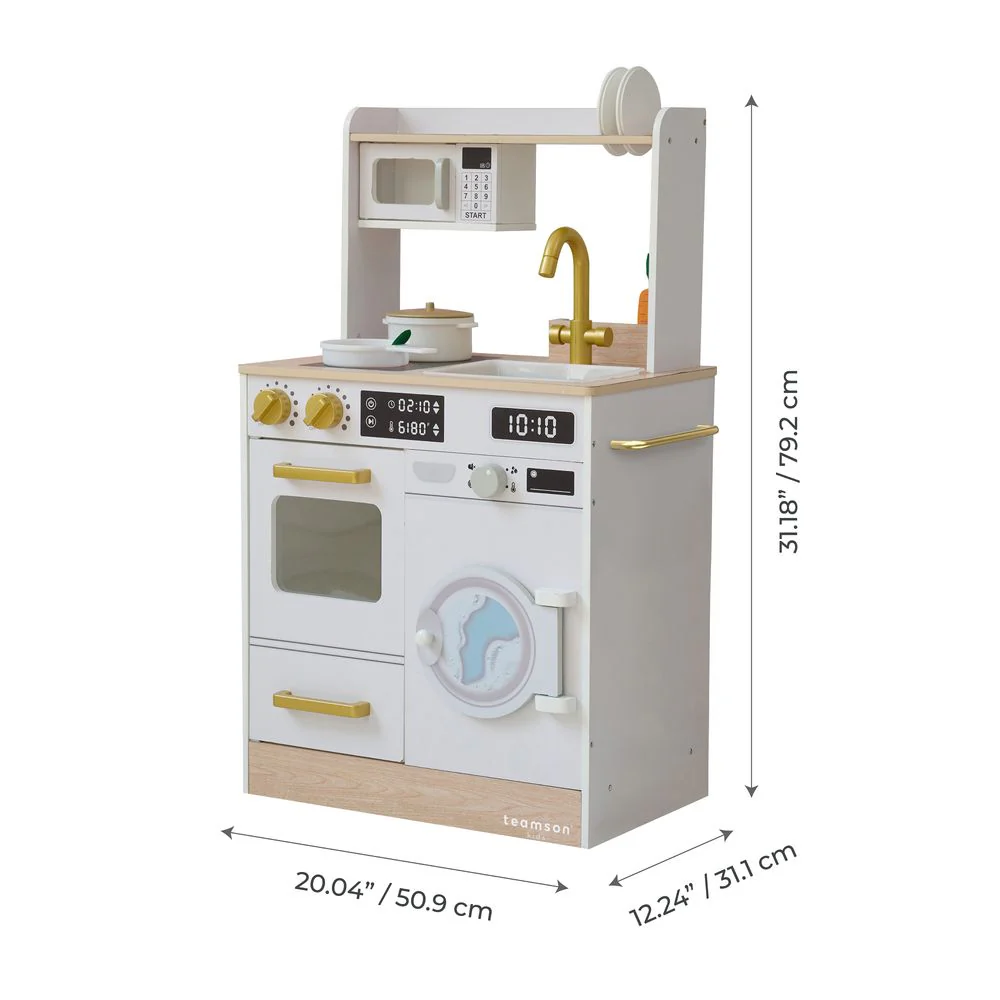 Little Chef Lake Tahoe Wooden Play Kitchen Washer & Mini Garden - White - Image 9