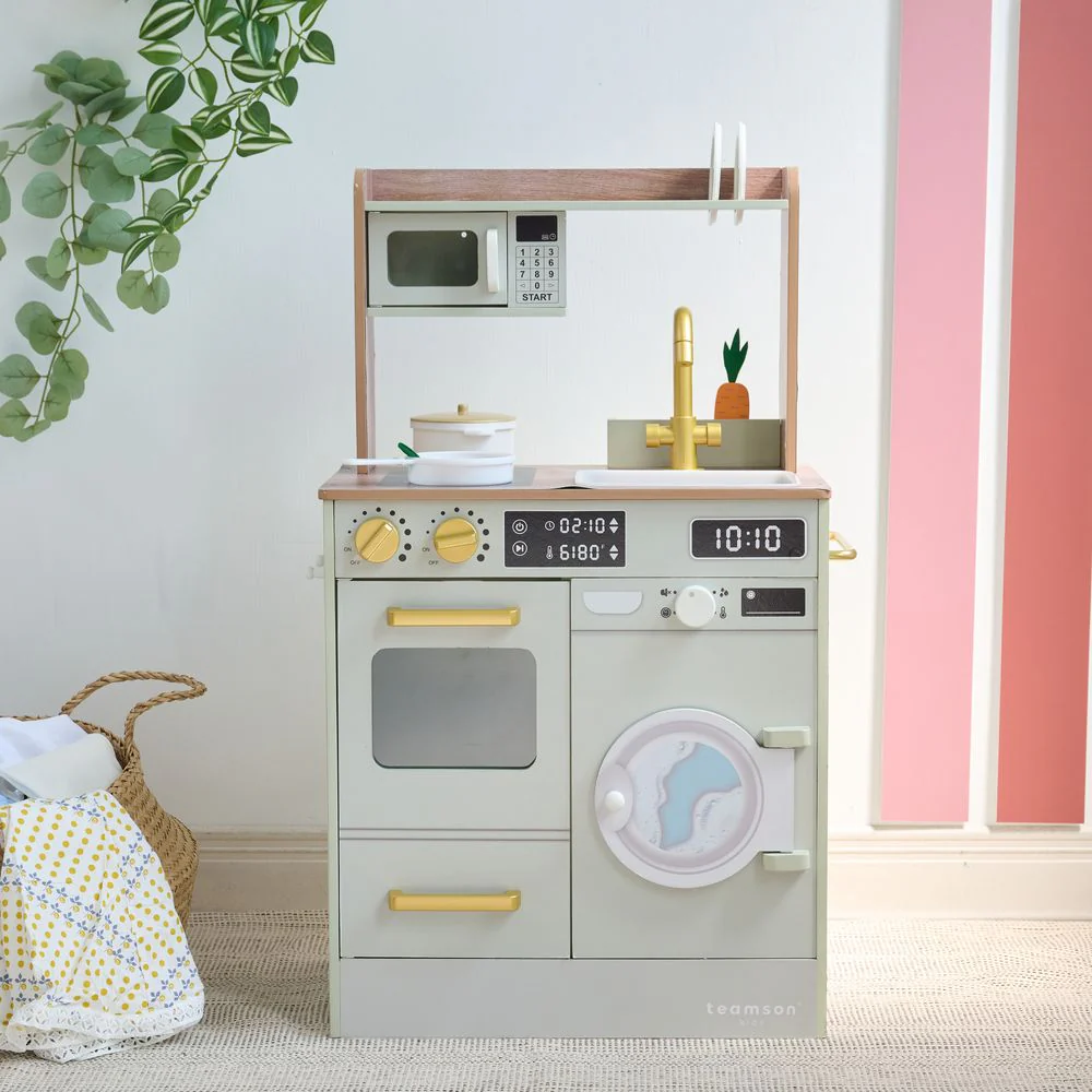 Little Chef Lake Tahoe Wooden Play Kitchen Washer & Mini Garden - Pink - Image 6