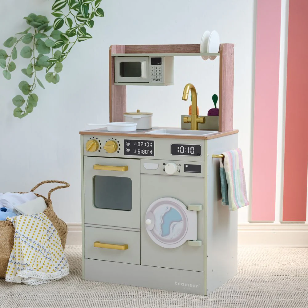 Little Chef Lake Tahoe Wooden Play Kitchen Washer & Mini Garden - Pink - Image 9