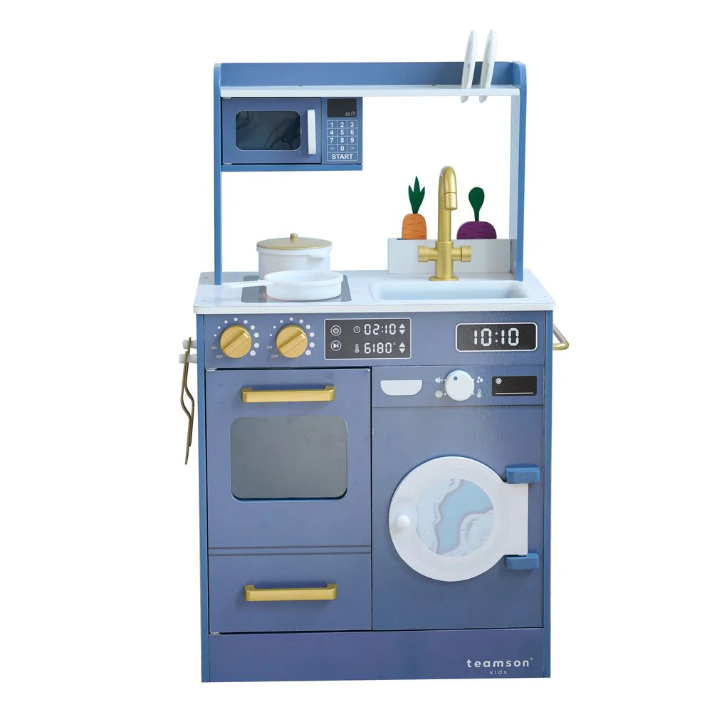 Little Chef Lake Tahoe Wooden Play Kitchen Washer & Mini Garden - Blue