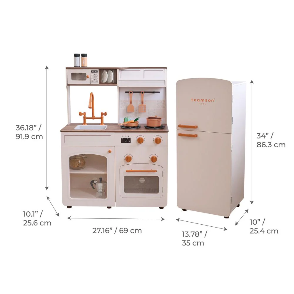 Little Chef Normandy Wooden Play Kitchen with Modular Fridge & Sink - Pink - Image 8