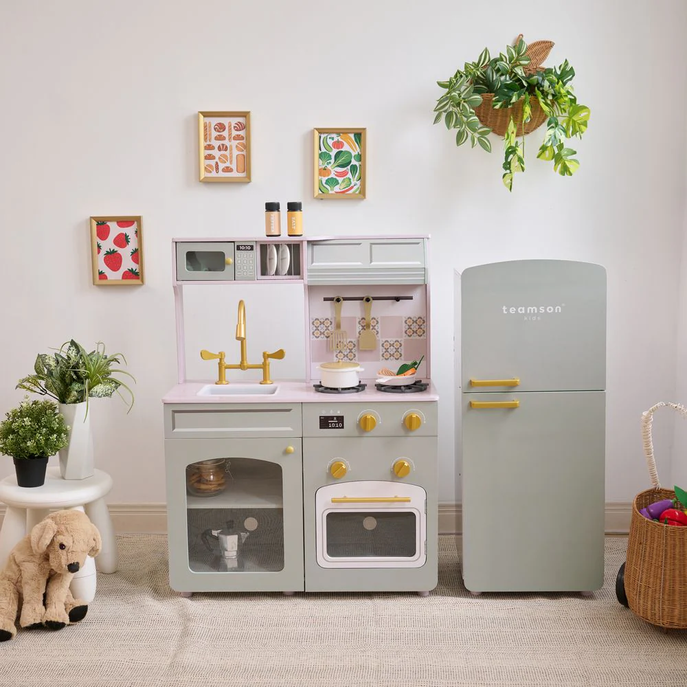 Little Chef Normandy Wooden Play Kitchen with Modular Fridge & Sink - Grey - Image 8