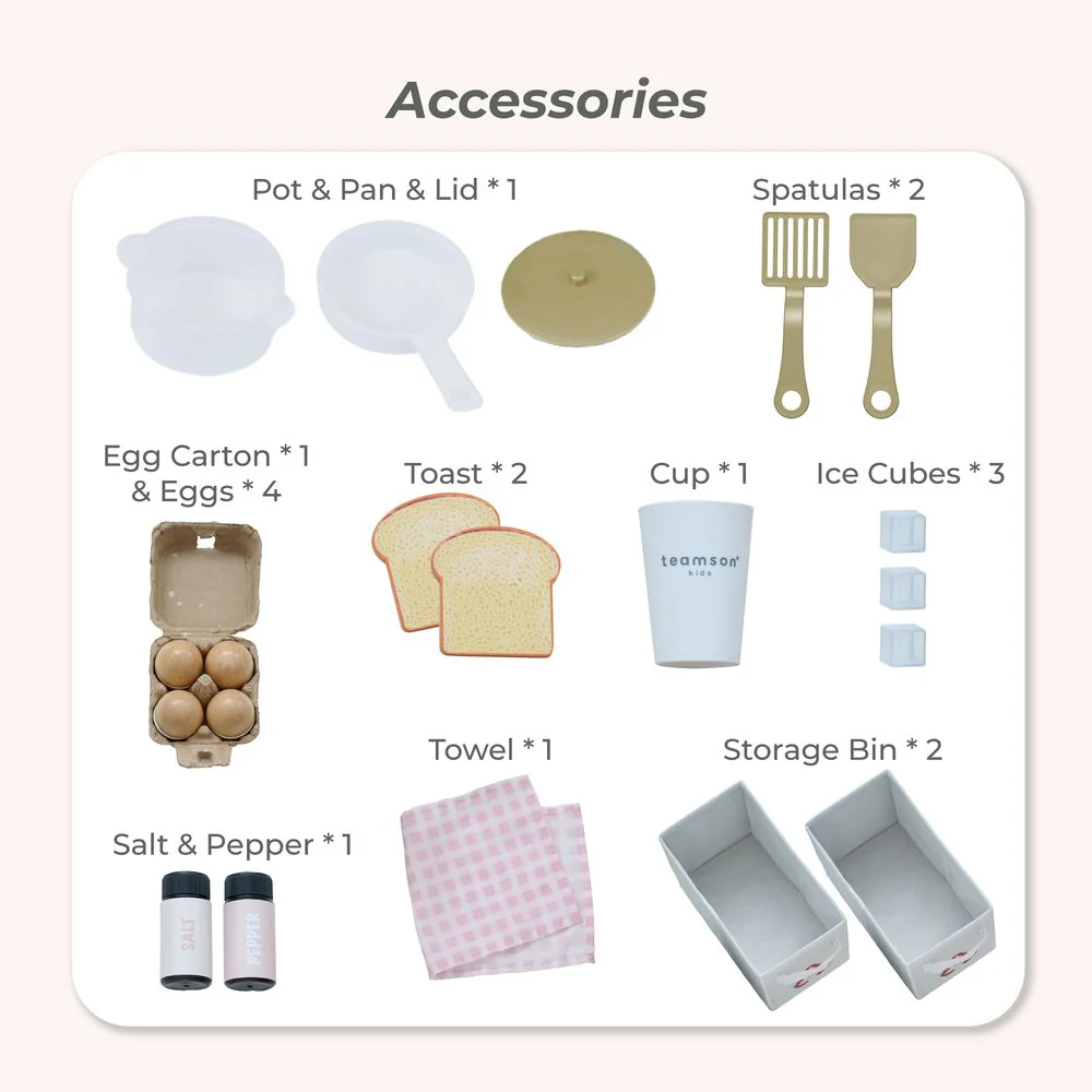 Little Chef Savannah Wooden Play Kitchen with 3 Modular Pieces - Pink - Image 2