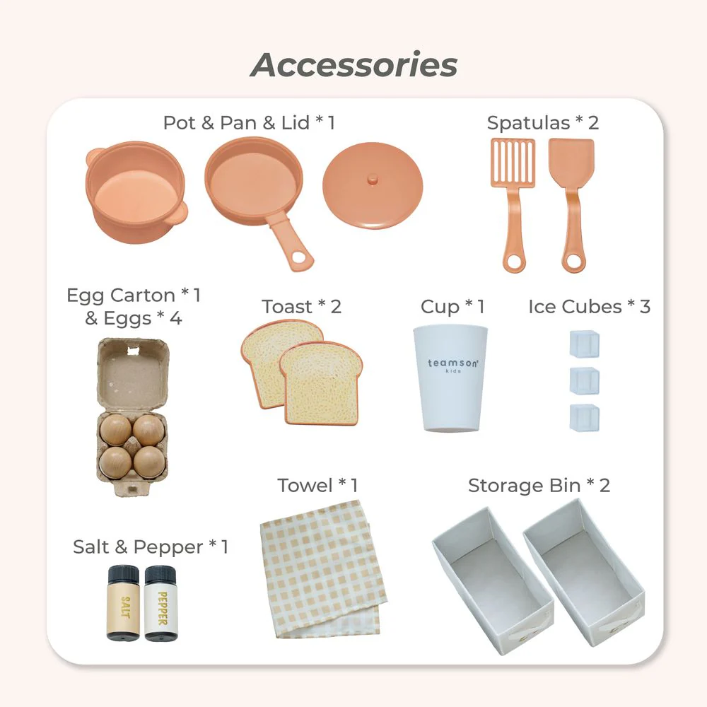 Little Chef Savannah Wooden Play Kitchen with 3 Modular Pieces - Cream - Image 8