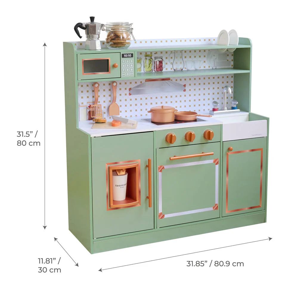 Little Chef St. Louis Wooden Play Kitchen with Sink & Ice Dispenser - Green - Image 7