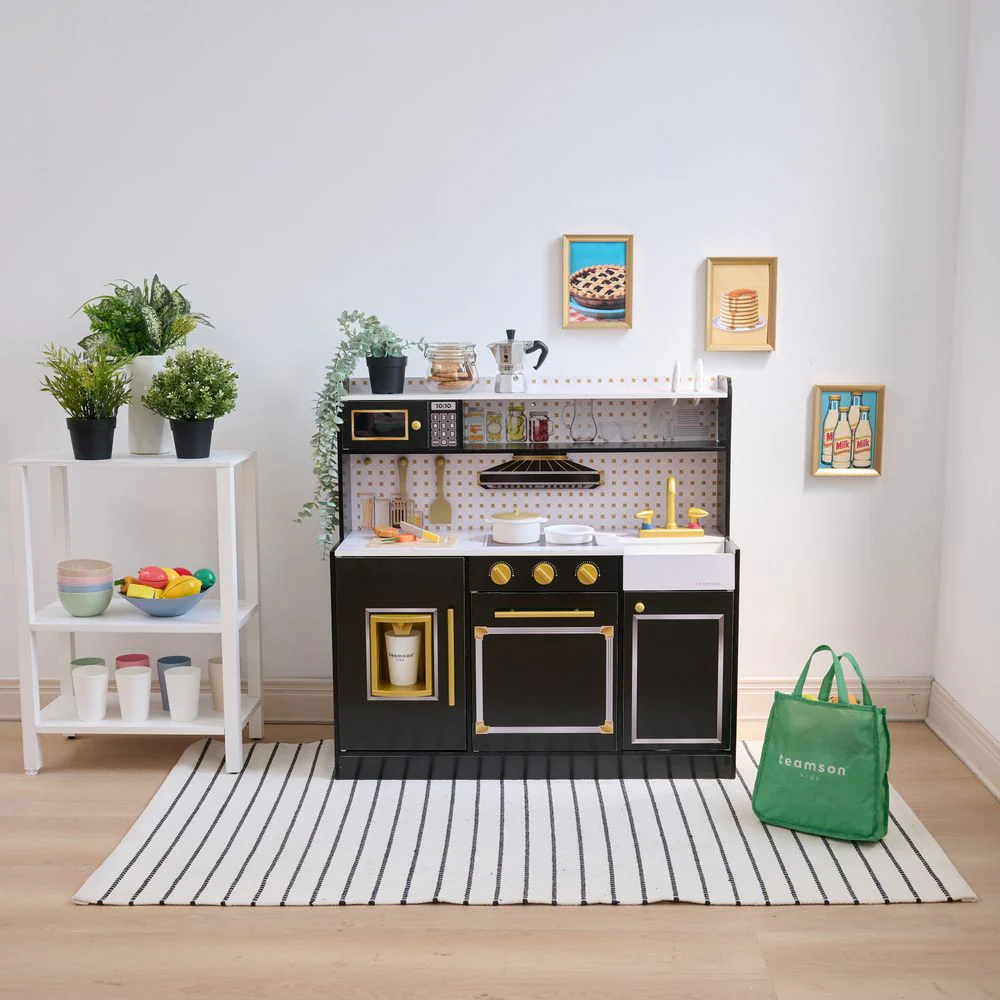 Little Chef St. Louis Wooden Play Kitchen with Sink & Ice Dispenser - Black - Image 7