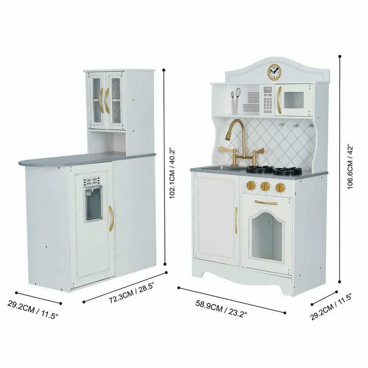 Little Chef Upper East Retro Play Kitchen - White / Gold - Image 3