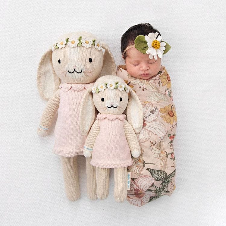 Little 13" Hannah the Bunny (Blush) Hand-Knit Doll - Image 2