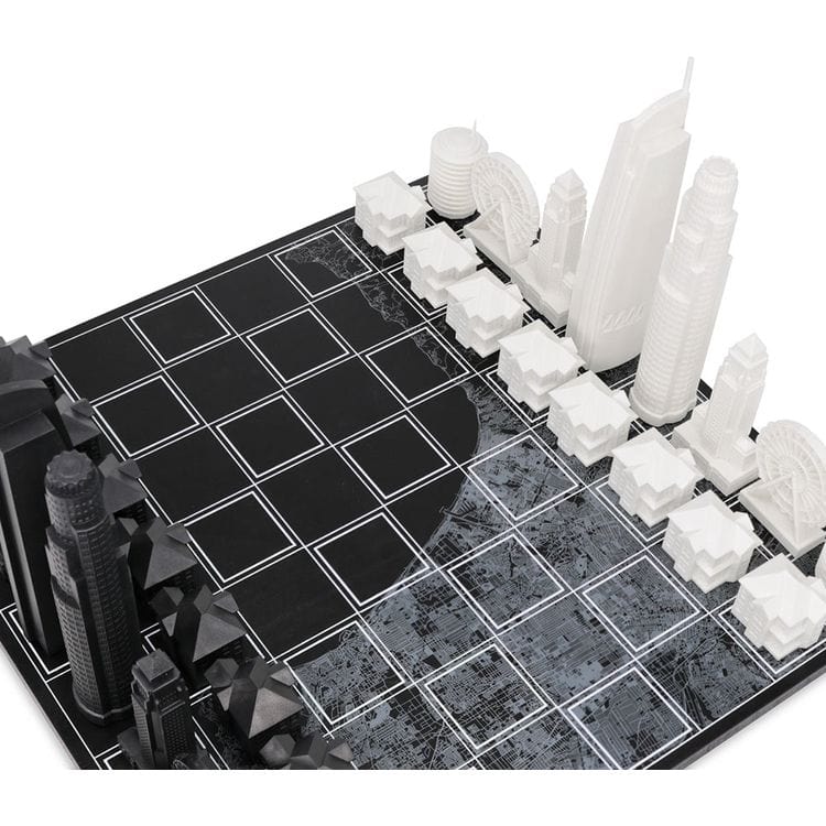 Los Angeles Edition Acrylic Chess Set with Wood Map Board - Image 2