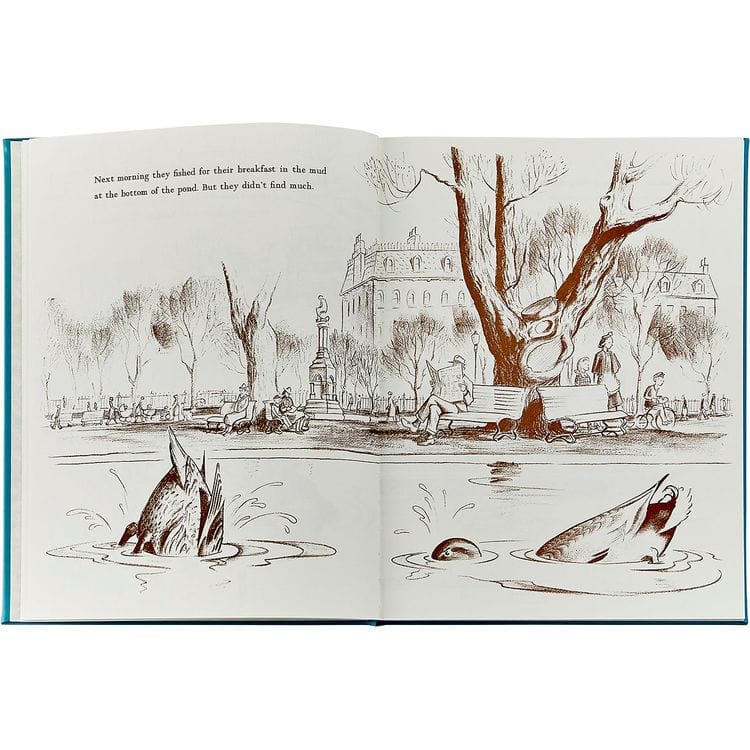 "Make Way For Ducklings" Book in Teal Blue Italian Leather - Image 4