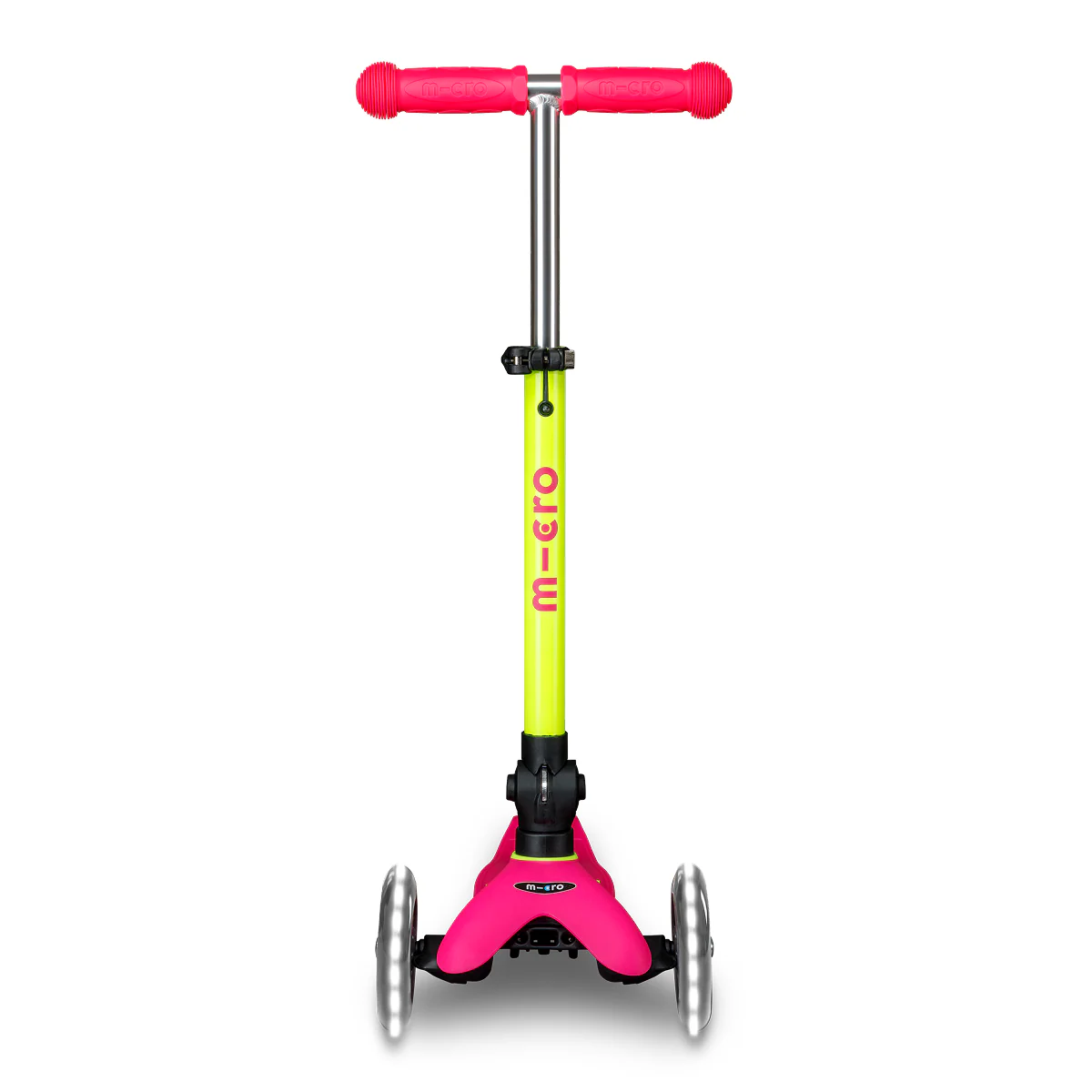 Mini Deluxe Foldable LED Scooter - Neon Flamingo Pink/Yellow - Image 5