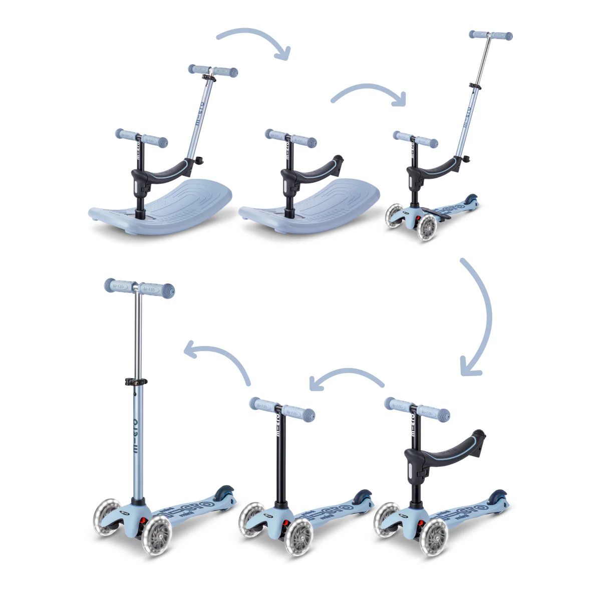 Mini Deluxe Rock & Go LED Scooter - Ocean Slate - Image 9