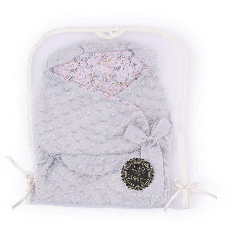 My FAO Doll Swaddle - Grey Dots & Flowers - Image 4