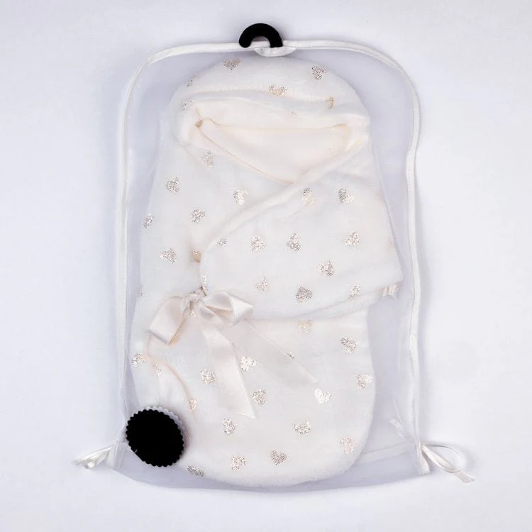 My FAO Doll Swaddle - White With Gold Hearts - Image 4