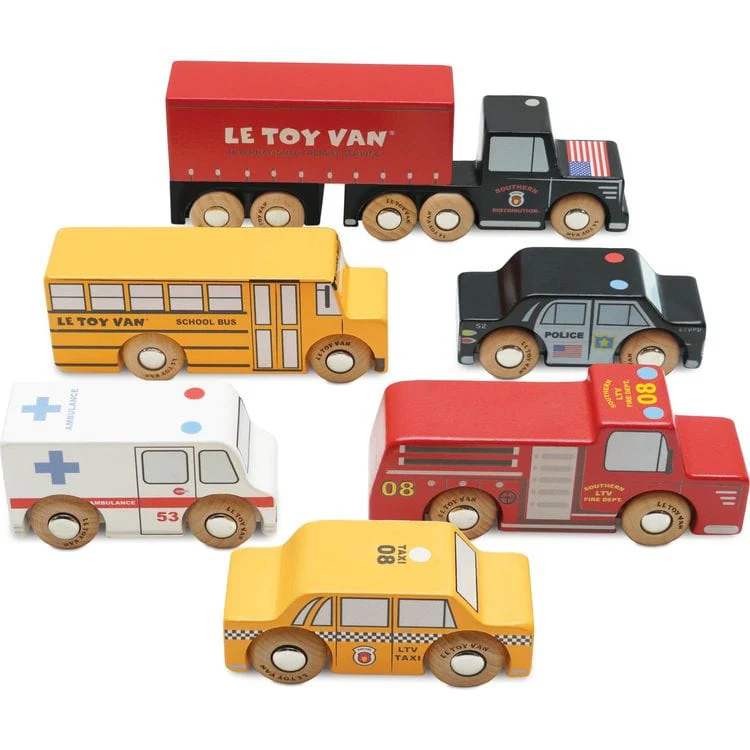 New York  Wood Toy Car Set - 7 Piece
