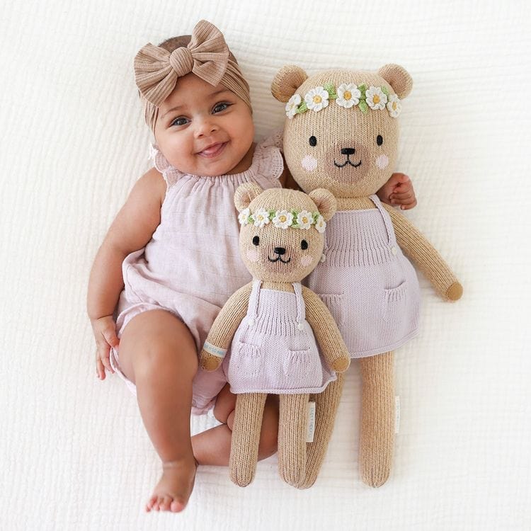 Regular 20" Olivia the Honey Bear Hand-Knit Doll - Image 2