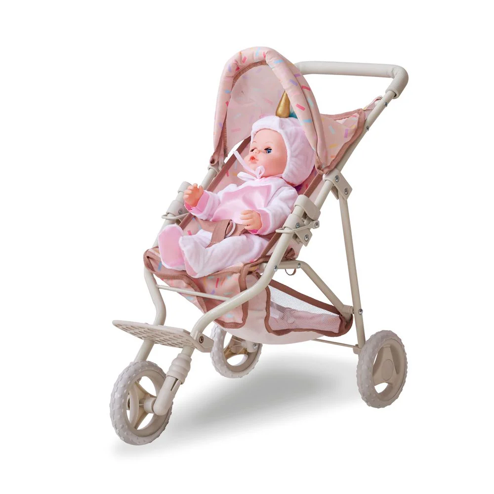 Olivia's Little World Confetti Doll Jogging Stroller with Retractable Canopy