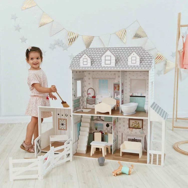 Dreamland Farm House Dollhouse - White / Grey - Image 2