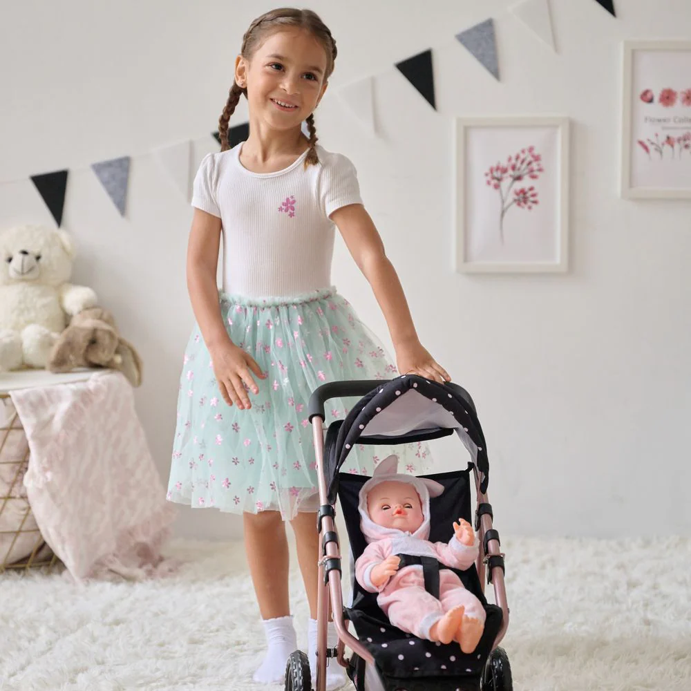 Olivia's Little World Pin Up Doll Jogging Stroller & Retractable Canopy - Black - Image 8