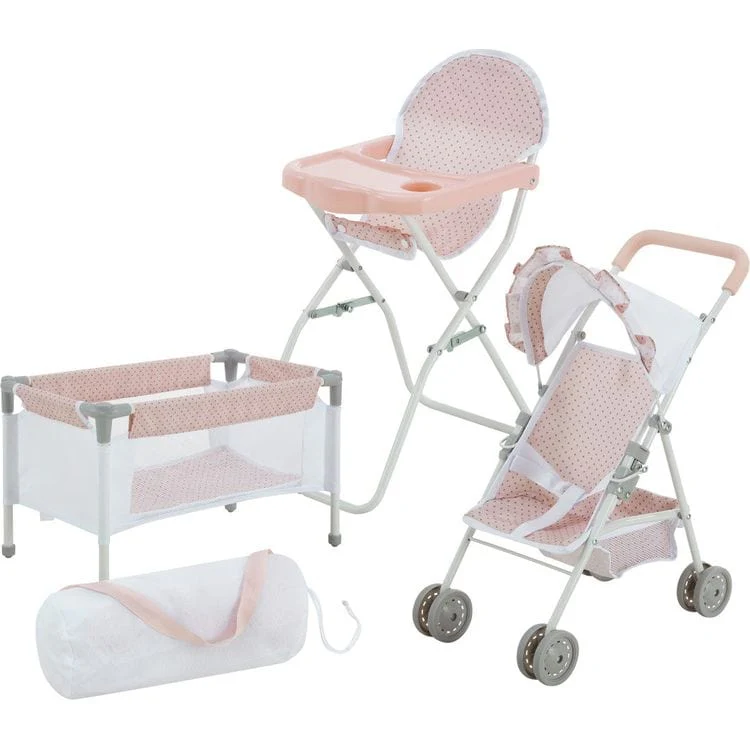 Olivia's Little World Polka Dot Princess Baby Doll 3 Piece Nursery Set - Pink - Image 2