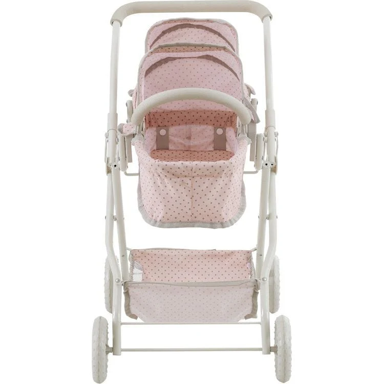 Olivia's Little World Polka Dot Princess Baby Doll Twin Bassinet Stroller - Image 5