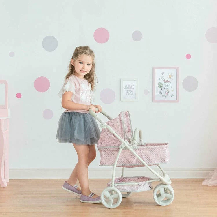 Olivia's Little World - Polka Dots Princess 2-in-1 Baby Doll Stroller - Pink/Gray - Image 2