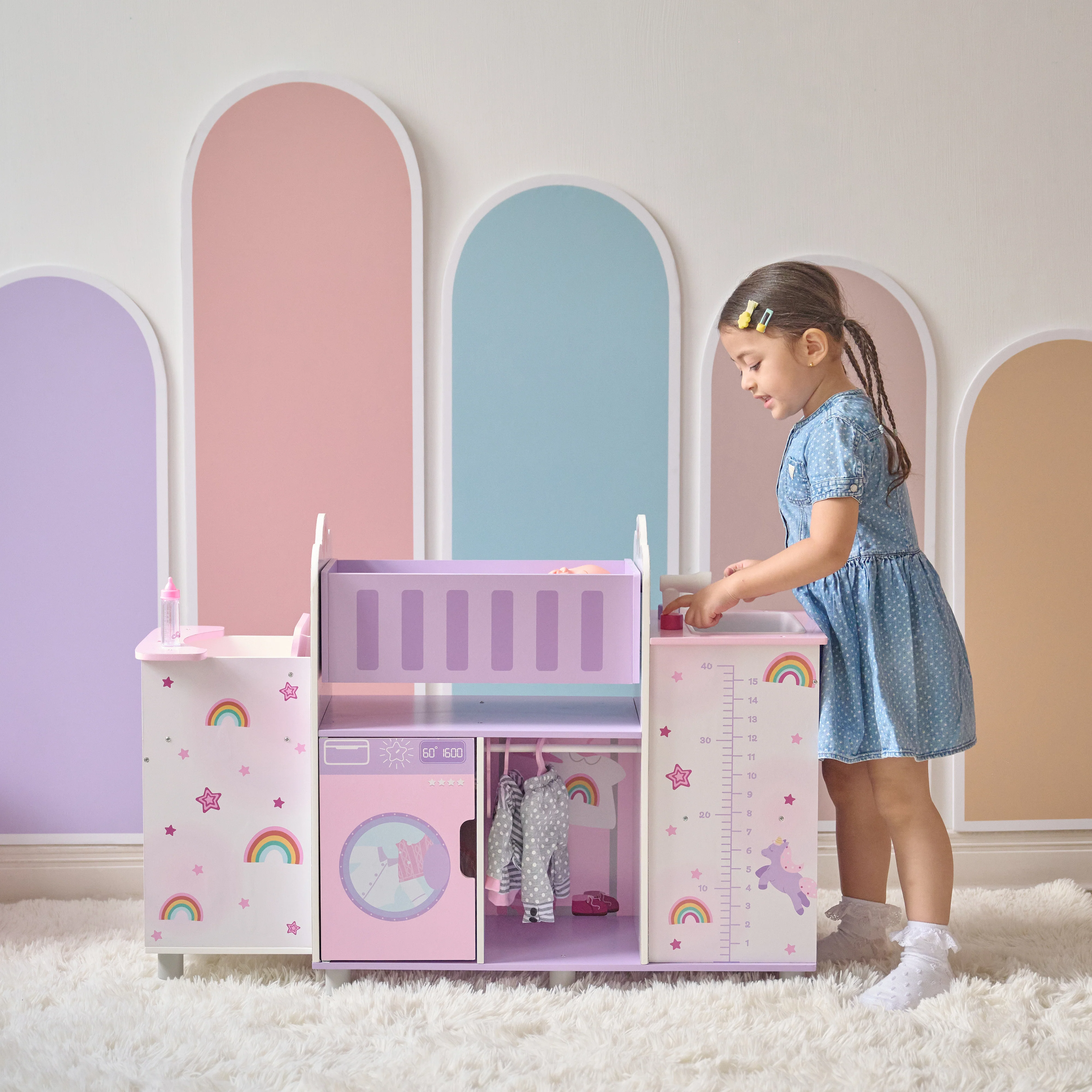 Olivia's Little World Wood Doll Nursery with Cradle, Sink & Closet - Image 2