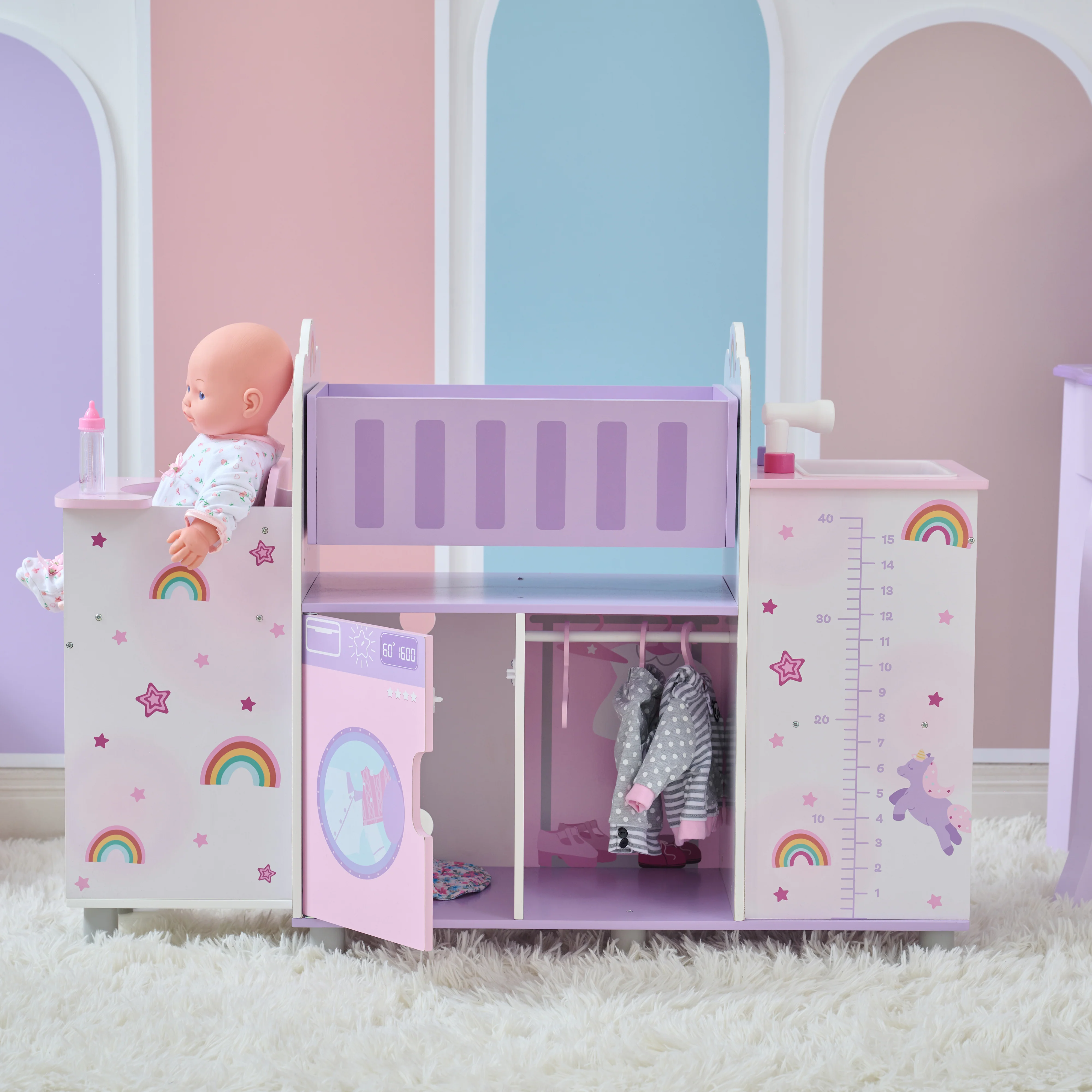 Olivia's Little World Wood Doll Nursery with Cradle, Sink & Closet - Image 6