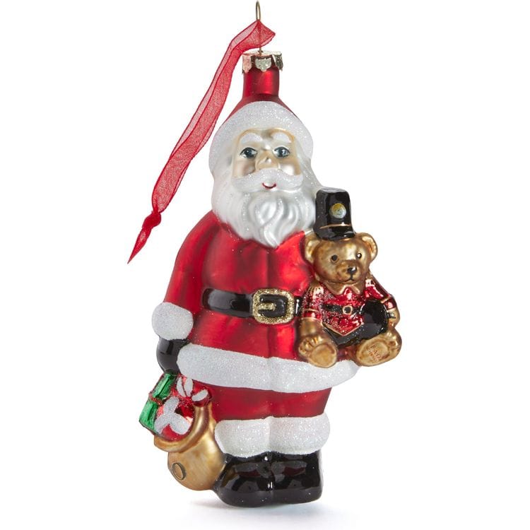 Santa & Teddy Bear Glass Ornament - Image 2