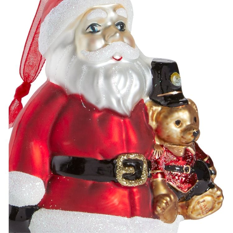 Santa & Teddy Bear Glass Ornament - Image 4