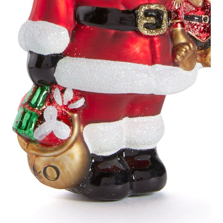 Santa & Teddy Bear Glass Ornament - Image 5